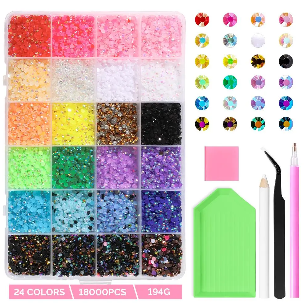 18000PCS 24 Colors Nail Art Rhinestones