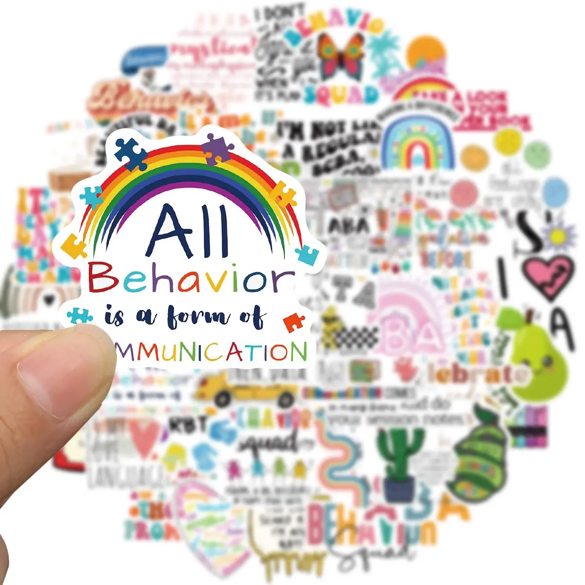 Cartoon ABA Stickers for Kids, 50pcs Applied Behaviour Analysis Vinyl Waterproof Sticker, Decorative Sticker for Water Bottle, Journaling Party, Funny Stickers