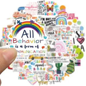 Cartoon ABA Stickers for Kids, 50pcs Applied Behaviour Analysis Vinyl Waterproof Sticker, Decorative Sticker for Water Bottle, Journaling Party, Funny Stickers