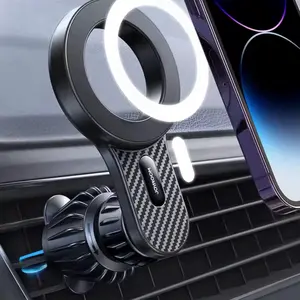 Magnetic Car Phone Holder Universal Strong Car Air Vent Phone Mount with LED Ring Light for Enhanced Visibility
