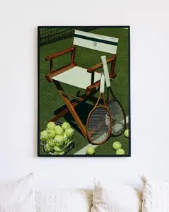 Retro Tennis Poster - Aesthetic Old Money Wall Art, Modern Sporty Lifestyle Print, Minimalist Vintage Court Style Home Decor