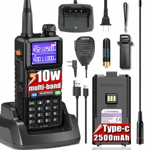 BAOFENG UV-5RM 10W Multi-Band Ham Radio Handheld with 2500mAh Battery USB-C Charging Compatible with Chirp walkie talkie for Adults Audio baofeng radio Monitoring