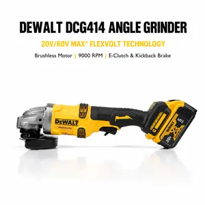 DeWalt DCG414 20V/60V Brushless Cordless Angle Grinder with E-Clutch and Kickback Brake Safety, 1700W High-Performance M14 Spindle Power Tool for 125mm Metal Cutting and Heavy Duty Grinding in Structural Fabrications