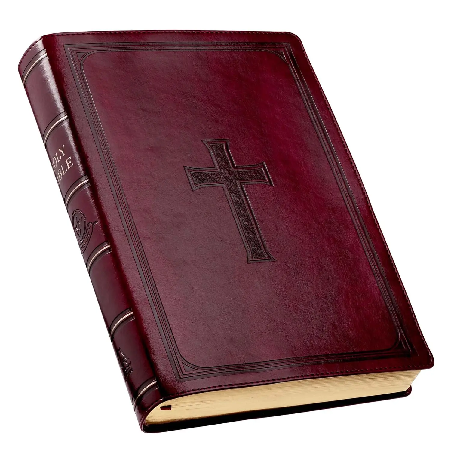 KJV Holy Bible - English Large Print Imitation Leather Red Letter Edition, Burgundy, Thumb Index, Ribbon Marker, Faithful Text, Daily Reading Essential Tool