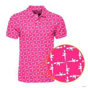 AR15 Pattern Golf Polo Shirt for Men – Tactical Style Performance Polo, Breathable Athletic Golf Shirt