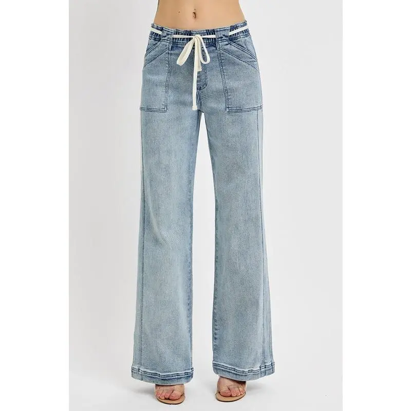 RISEN Full Size Straight Leg Jeans with Pockets Plus Size