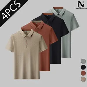 4 Pack Men's Casual Polo Shirts, Quick Dry Breathable Short Sleeve Golf Polos, Lightweight Moisture Wicking Tops for Work, Office, Summer, Daily Wear, Comfortable Business Casual Men's Shirts, Multiple Colors,  Men's Polo Bundle