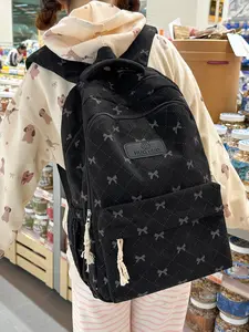 New Casual Fashion Versatile Bow Backpack, Casual Daypack, Cute Simple Large Capacity Wear-Resistant Dirt-Proof Student Bag, Unisex Schoolbag