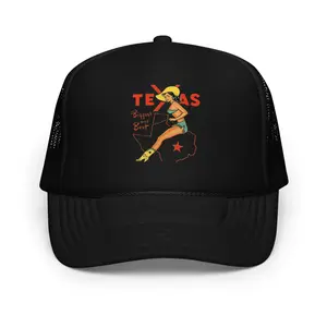 Texas Trucker Otto Bigger and Better 100% Polyester Front Mesh Back Structured 5 Panel Cap High Profile Adjustable Snap One Size Fits Most