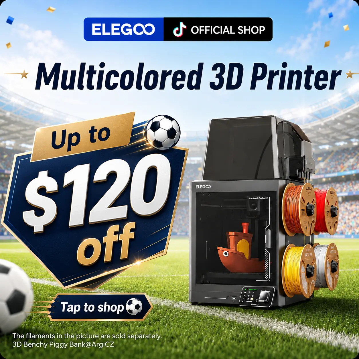 ELEGOO Centauri Carbon 2 Combo 3D Printer - Fully Auto Leveling, 500mm/s Fast Printing, CoreXY Structure, 256x256mm Large Build Area, Multicolor Capable, Beginner-Friendly for Family Use