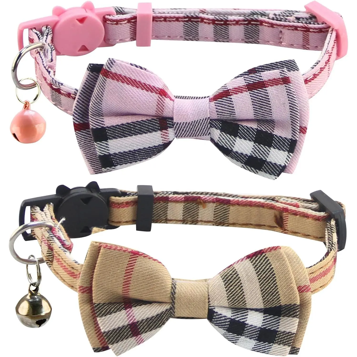 Cat collar with anti-loosening device and bell - 2-pack cat safety collars, suitable for boys and girls - safety buckle kitten collar, pet supplies, accessories