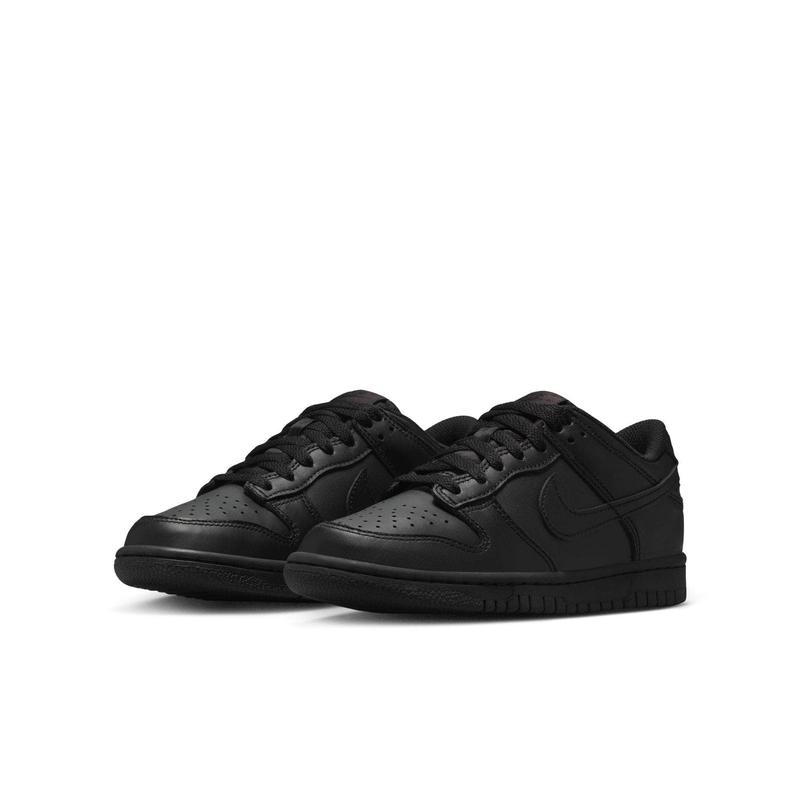 Nike Dunk Low "Triple Black" - FB9109-009 Classic Black Leather Sneakers with Ankle Padding & Full-Length Rubber Outsole for All Seasons