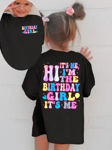 Kids Girls Birthday Shirt, It's Me Hi I'm The Birthday Girl It's Me Graphic Tee, Toddler Birthday Outfit, Short Sleeve Cotton T-Shirt for Little Girls, Birthday Party Gift for Daughter Granddaughter