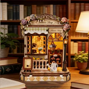 1PC Mini Bookends DIY Exquisite 3D Miniature Dollhouses Bookshelf Room Decorations Mini Craft Kits for Living Room Tabletop Holiday Gifts Thanksgiving Halloween Christmas Birthdays Tools Glue Batteries Not Included