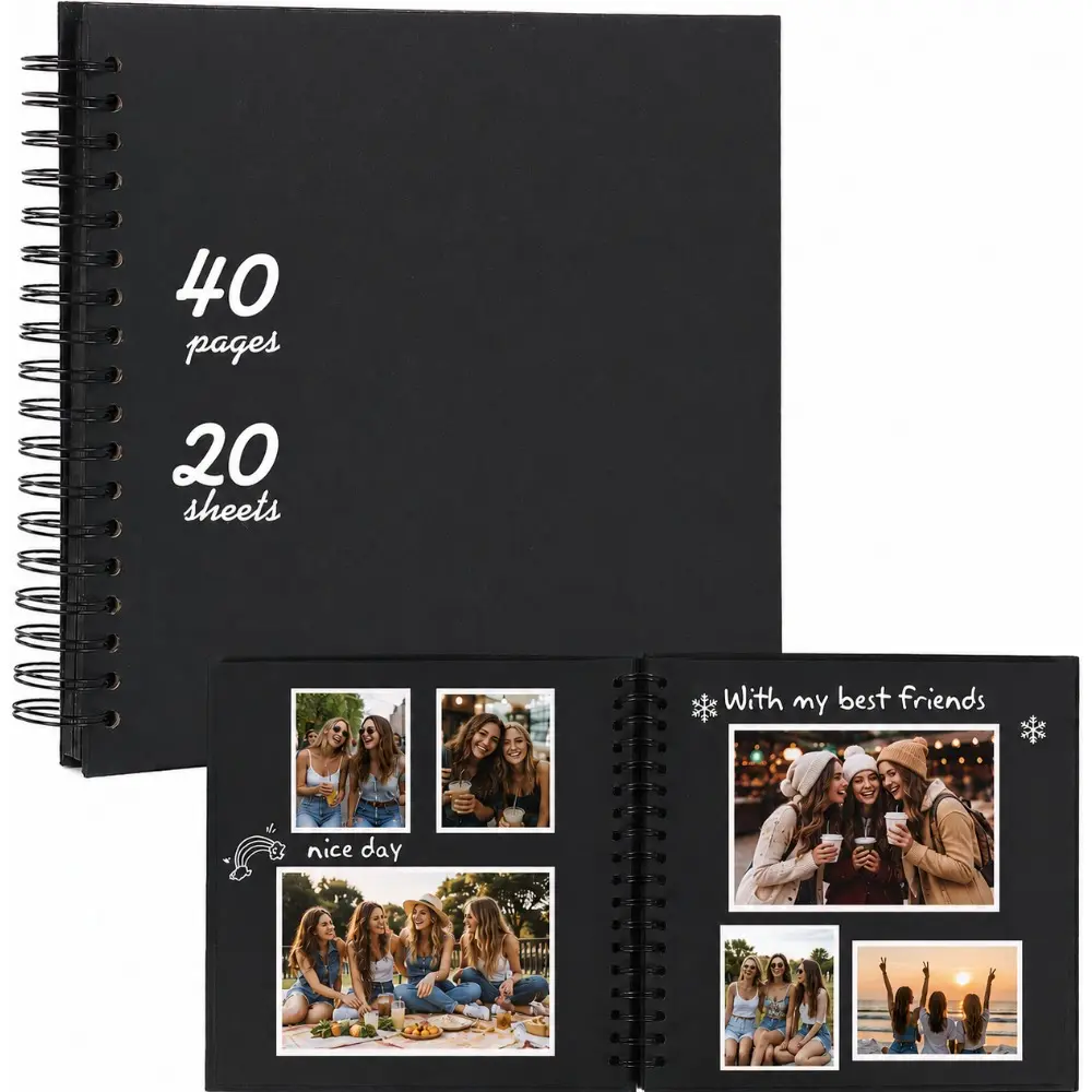 Hardcover DIY Scrapbook Album - Premium Thick Paper Photo Album Book, 40-Page, Ideal for Adult, Mother's Day & Valentine's Day Gifts, Scrapbooking & Stamping Supplies, Bleed Proof