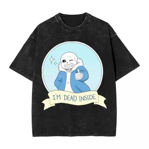 Washed T Shirts Sans Undertale Hip Hop Vintage T-Shirt High Street Streetwear Short Sleeve Summer Tops 4Tee Shirt Men Women