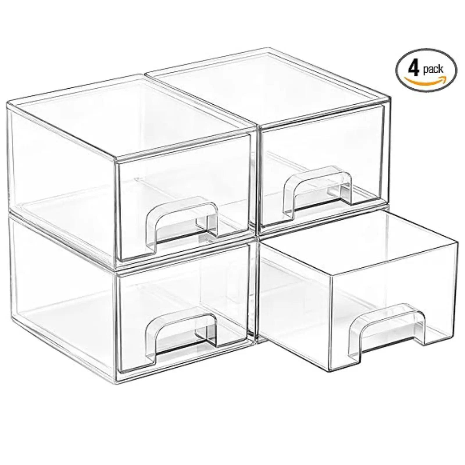 4 Pack Small Clear Stackable Storage Drawers