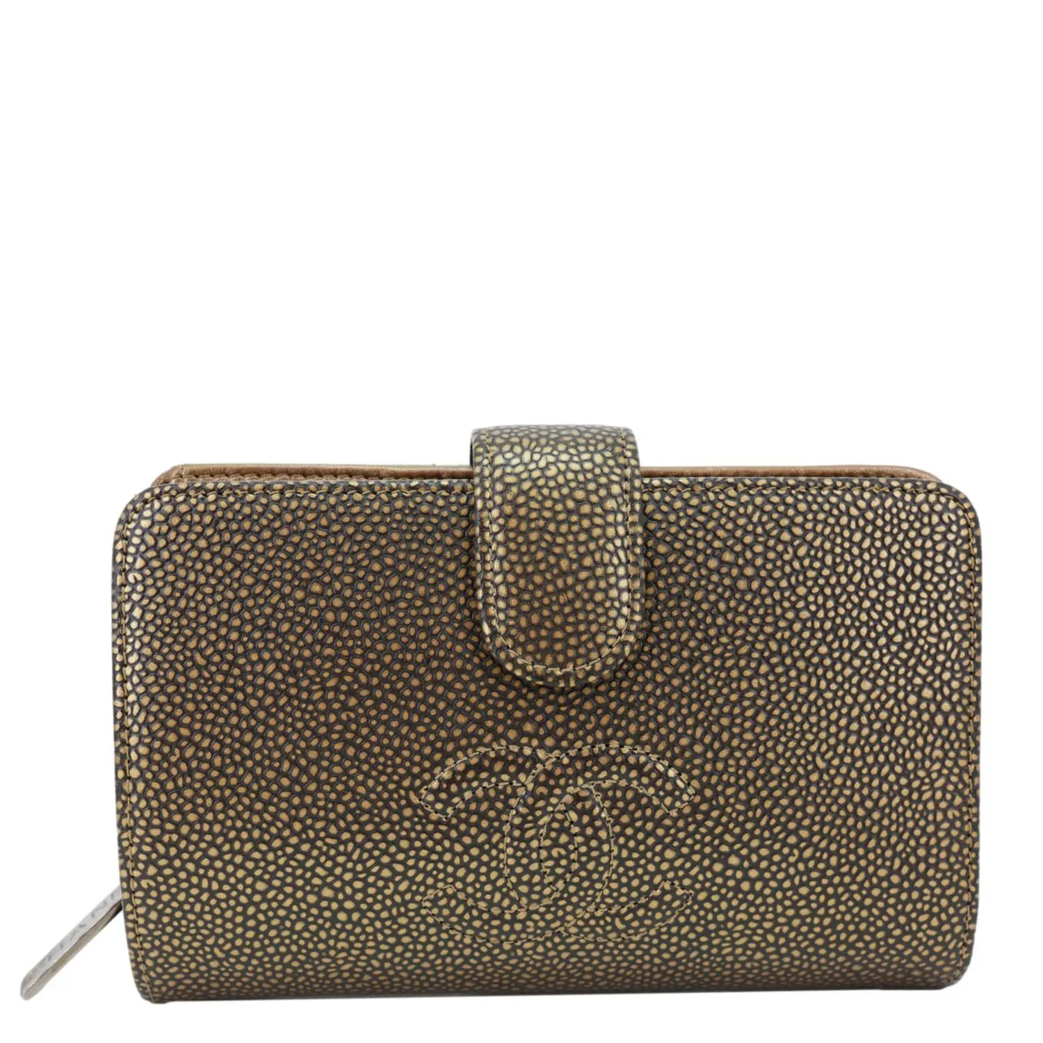 Pre-owned CHANEL Leather Clutches and wristlets Timeless CC Caviar Zipped Pocket Wallet Gold