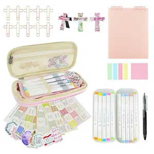 Bible Study Supplies Journaling Kit, No Bleed Bible Highlighters and Pens No Bleed, with Tabs and Highlighter, Notebook and Pen Case, Bible Journaling Kit for Gift