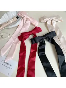 Jennie style extra long bow ribbon hair clip, top clip, French girly hairpin, back of head bow hair accessory