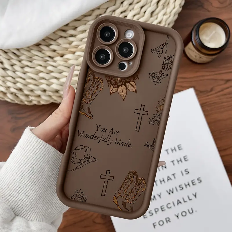 Softcase for iPhone11/12/13/14/15/16/17/promax/x/xs/xr/xsmax CaseWestern Cross Cowboy Pattern Anti-Fall Shockproof Protective Slim Cover, Accessories, Smartphone, Cellphone Protection Protector