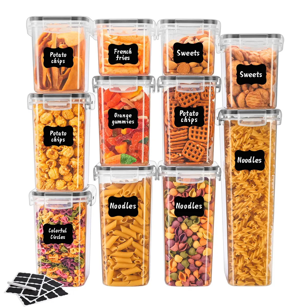 6/10/12/15pcs Kitchen Organization Set Meal Prep Containers Airtight Leakproof Food Storage Boxes Stackable BPA Free Pantry Organizer for Fridge Storage Cereal Pasta Flour Sugar Dry Food Freshness Containers Home Essential Smart Storage Solution