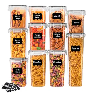 6/10/12/15pcs Kitchen Organization Set Meal Prep Containers Airtight Leakproof Food Storage Boxes Stackable BPA Free Pantry Organizer for Fridge Storage Cereal Pasta Flour Sugar Dry Food Freshness Containers Home Essential Smart Storage Solution