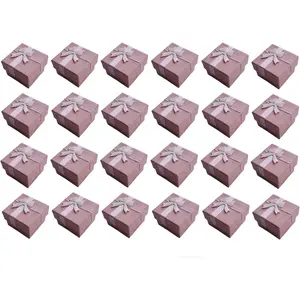 24Pcs Ring Box Small Gift Boxes Sturdy Cardboard Cube Box for Jewelry Pendant 1.6 x 1.6 x 1.2 Inches (Pink)