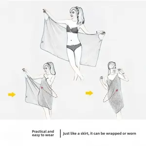 Minimalist Solid Color Bath Wrap Towel Dress for Women, Sexy Backless Design Soft Absorbent Bathroom Loungewear