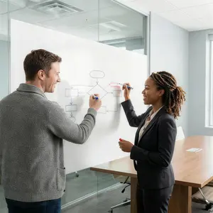 Office Learning Writing Whiteboard Film, Dry Erase Removable Adhesive Backing, Thick Sponge Adhesive, Ideal for Office and Study Use