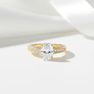 10k Yellow Gold 2.0 Ct Oval Cut Diamond Option Engagement Ring
