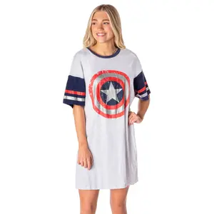 Marvel Comics Womens' Captain America Symbol Nightgown Pajama Shirt Dress