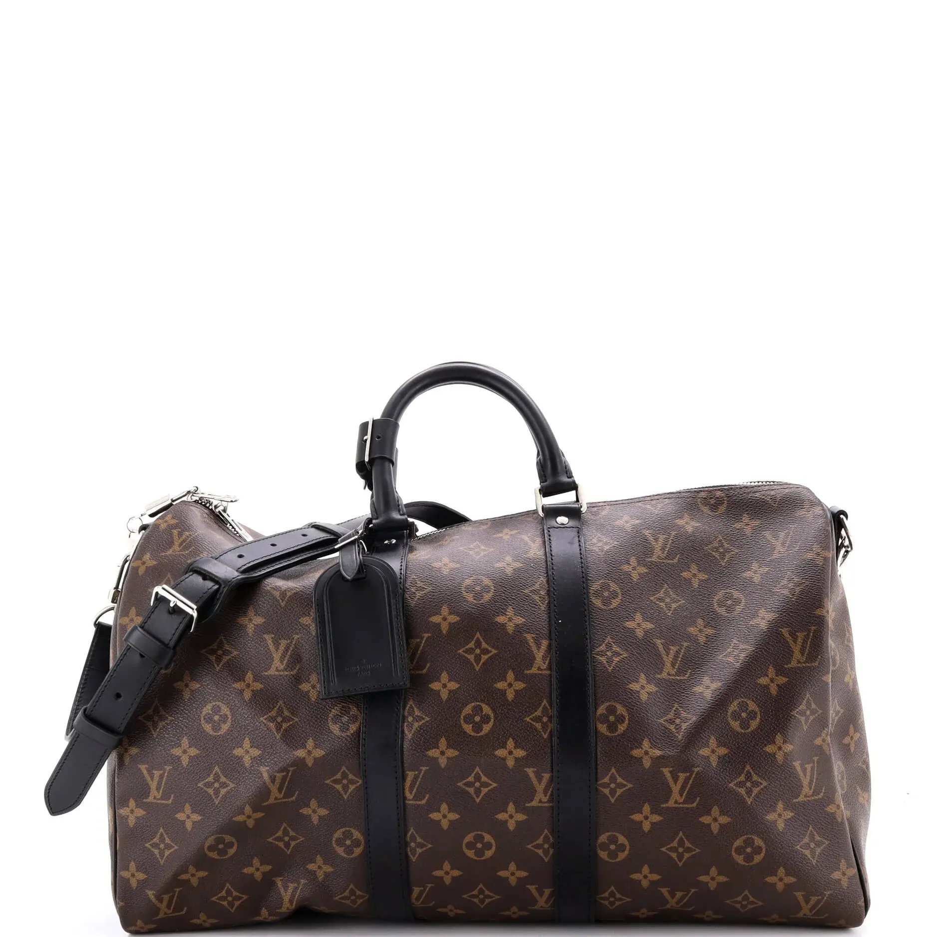 Pre-owned Louis Vuitton Canvas Coated Travel Bags Keepall Bandouliere Bag Macassar Monogram Canvas 45 by Rebag