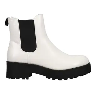 Dirty Laundry Womens Maps Round Toe Platform Chelsea Casual Boots Ankle Low Heel 1-2" - White