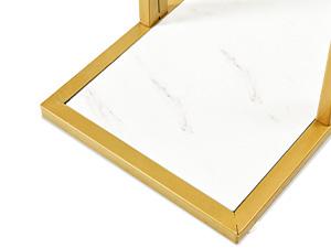 DWVO Gold Console Table with LED Lights, White and Gold Entryway Table, Modern Narrow Sofa Side Foyer Accent Table with Faux Marble Top Luxury for Hallway, Living Room