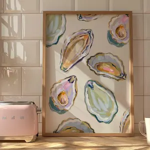 Oyster Shell Colorful Pastel Abstract Coastal Beach House Wall Art Poster Summer Meet Me At The Beach