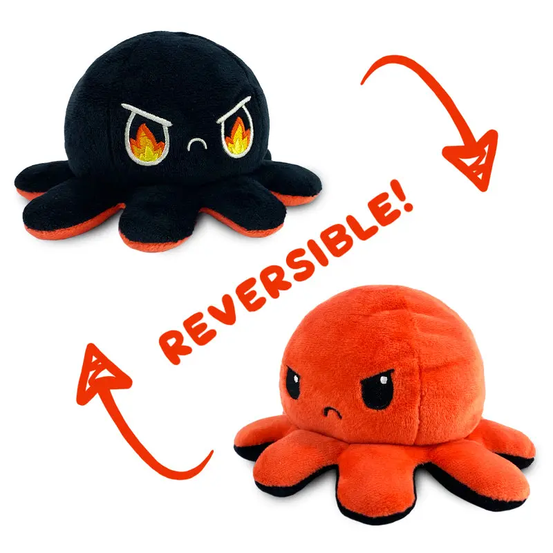 TeeTurtle Reversible Octopus Plushie (Black + Red) TeeTurtle Reversible Octopus Plushie (Black + Red)