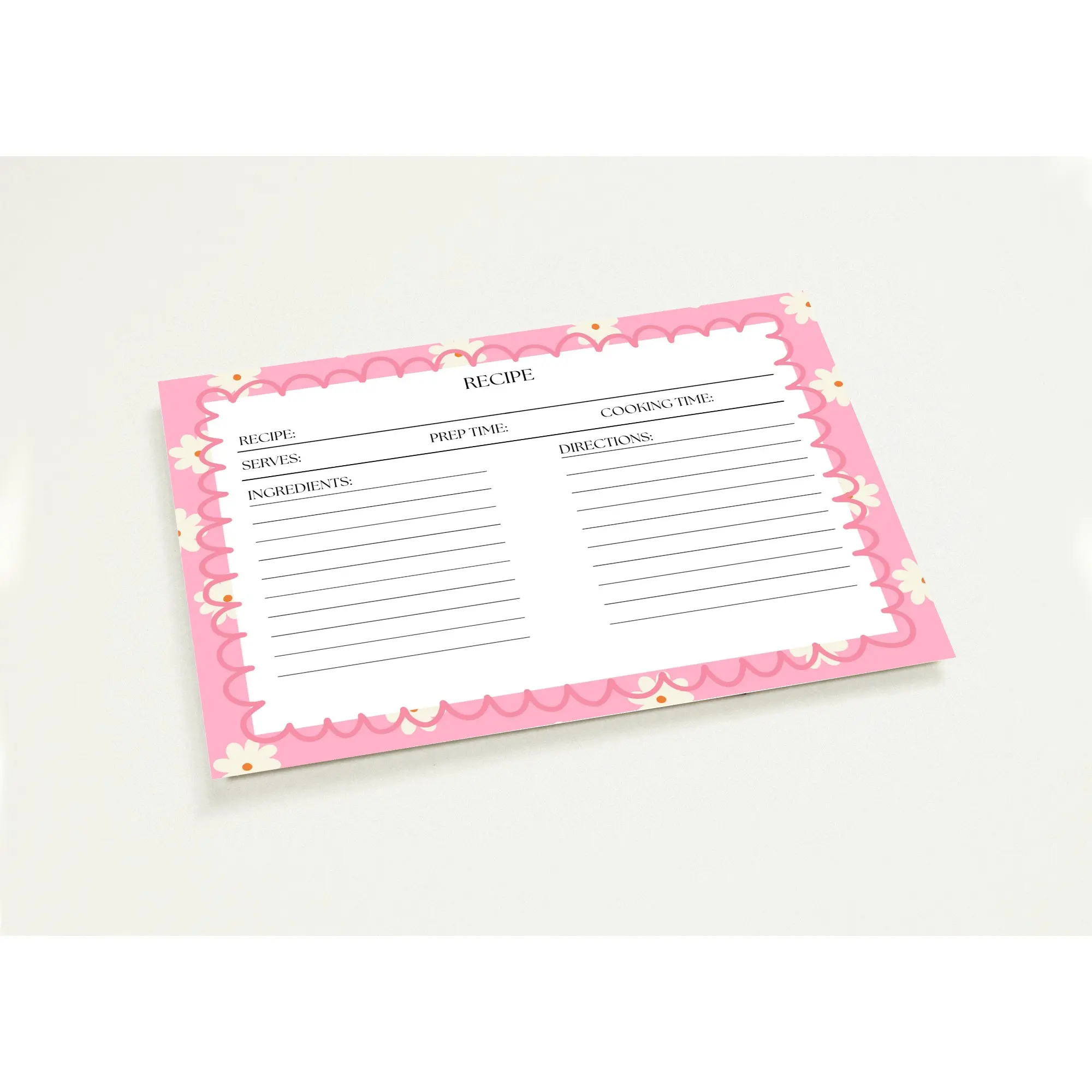 Pack of 10 Daisy Recipe Cards