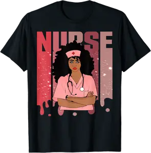 Black Nurse Women Afro Magic Nurse Melanin Nursing Graduate T-Shirt - Rubencordov Shop 93B0CHHTCTVN