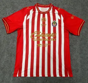 Chivas 26-27 Home Red & White Soccer Jersey, Breathable Game Day Sports Shirt, Short Sleeve, Quick-Dry Football Shirt, Liga MX Fans Jersey