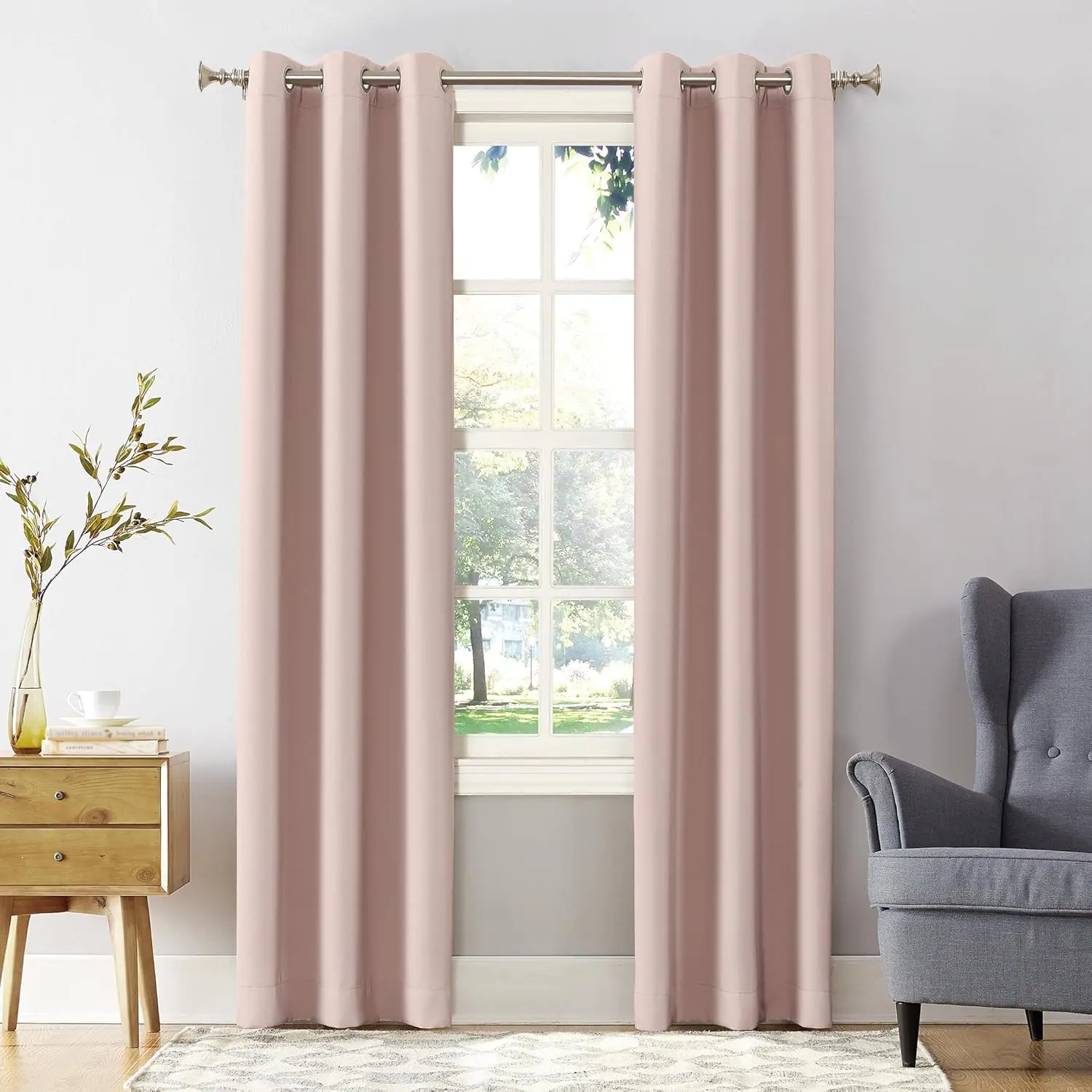Easton Energy-Saving Blackout Privacy Grommet Curtain Panel - 40"x84" Blush Pink Home Textile Window Curtain for Home Window Use, Privacy Grommet Curtains