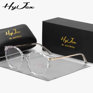 HyJex same retro frame glasses metal spring legs trend flat plano glasses