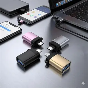 USB 3.0 OTG Adapter Micro USB to USB Female Converter High Speed Data Transfer Compatible Phone Tablet Camera Dual Pack Portable Multi Device Connectivity Solution