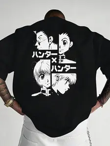 Men's Stylish Summer Regular T-Shirt with Japanese Anime Print, Comfortable Casual Wear for Spring & Summer, Unique Daily Fashion