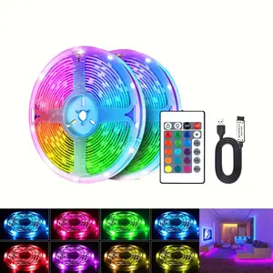 5v 3535 LED Strip Light USB Powered Easy Install Includes 24-Key IR Remote Ideal for Christmas New Year Bedroom Living Room Staircase Decor Led Light Strips