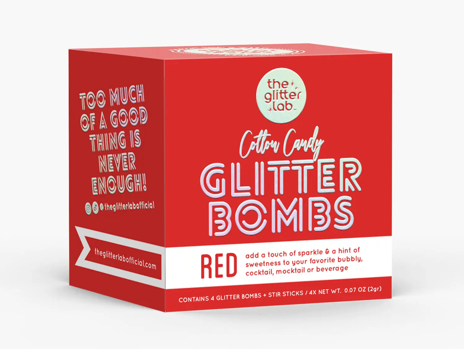 The Glitter Lab Red Cotton Candy Drink Glitter Bombs  with Edible Glitter for Sparkly Cocktails, Mocktails & Soda