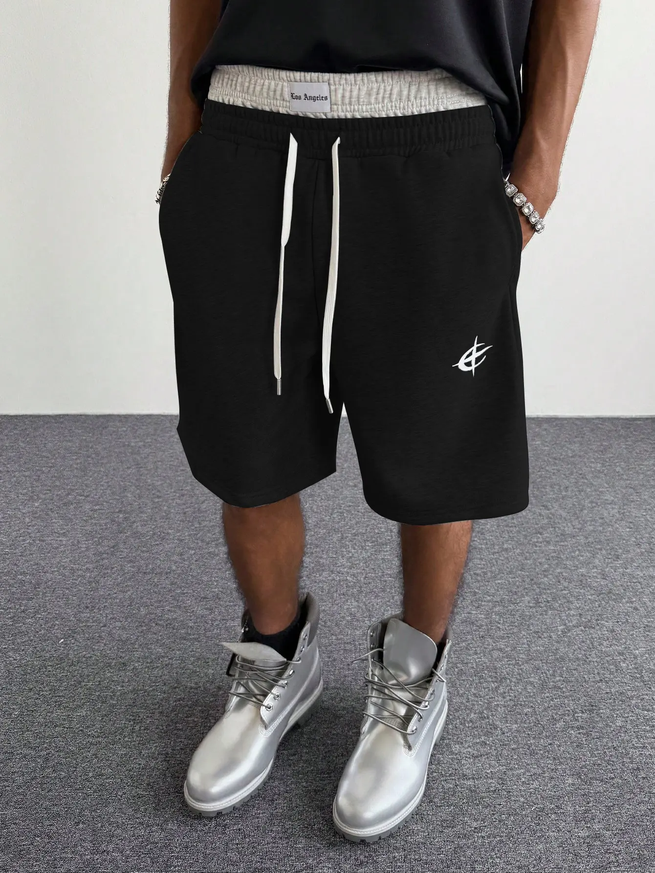 Mens Multi Scene Daily Fake Two Waist Casual Shorts Wide Range Of All Match Classic Shades Integrated Contrast Double Waist Craft Flat Neat Wide Cuff Hem Anti Cling Thin Breathable Knit Cloth Great For Indoor Lounging Outdoor Jogging