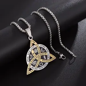 Meraki  Celtic Knot Rune Necklace, Stainless Steel Triangle Amulet,  Viking Style Protection Jewelry