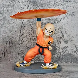 Dragon Ball Z Krillin Figure, Classic Battle Pose, Martial Arts Costume, Transparent Energy Wave, Collectible Anime Model