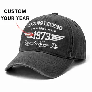 Generation X Custom Year Living Legend Since Embroidered Hat – Personalized Embroidered Vintage Washed Dad Cap Birthday Gift for Men Legends Never Die Generation X Perfect Gift For Dad Low Profile Dad Hat-Pigment Dyed